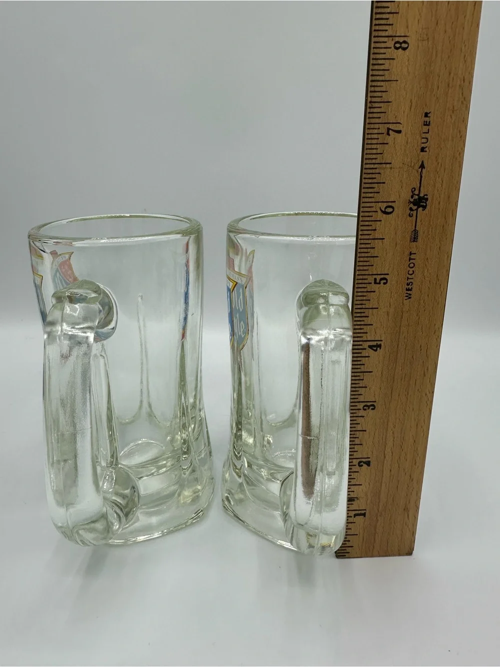 Set Of 2 Vintage Old Style Beer Mug Heileman's Heavy Glass Mugs Retro Glasses